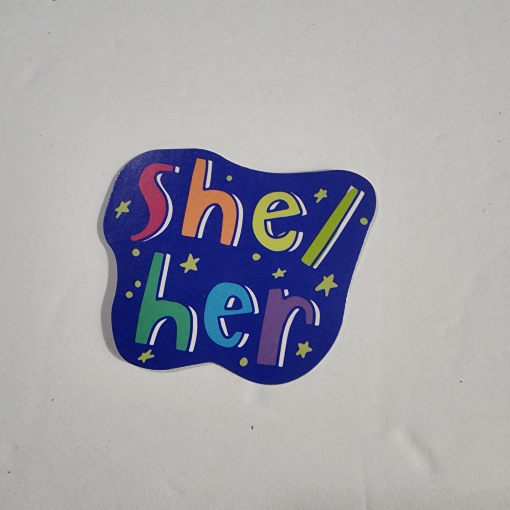 Anna Parade She/Her Pronoun Rainbow Stars Sticker LGBTQ+ New